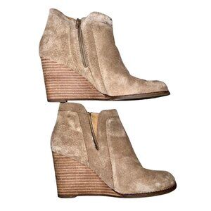 Lucky Brand Suede Wedge Ankle Booties